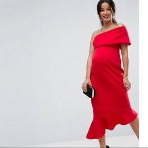 Asís Maternity One Shoulder Peplum Hem Midi size 8